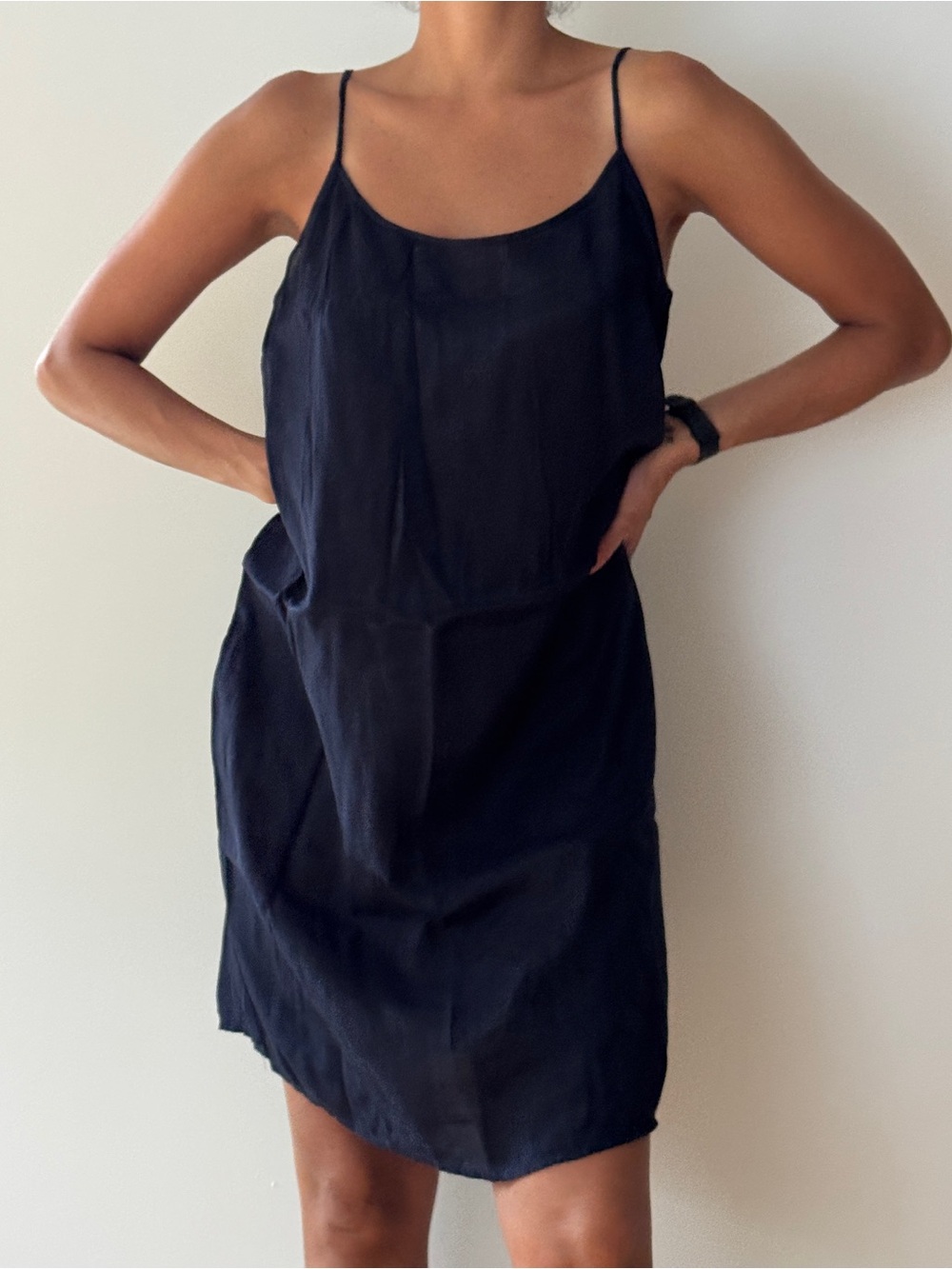 Seraphine Black Slip Mini Dress with Spaghetti Straps